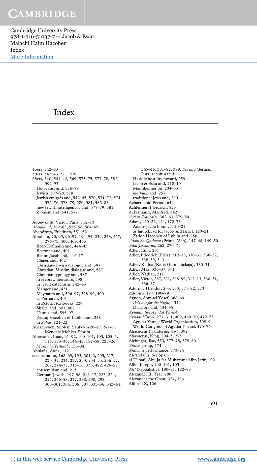 Cambridge University Press 978-1-316-51037-7 — Jacob & Esau Malachi Haim Hacohen Index More Information