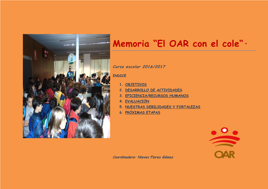 Memoria “El OAR Con El Cole“·