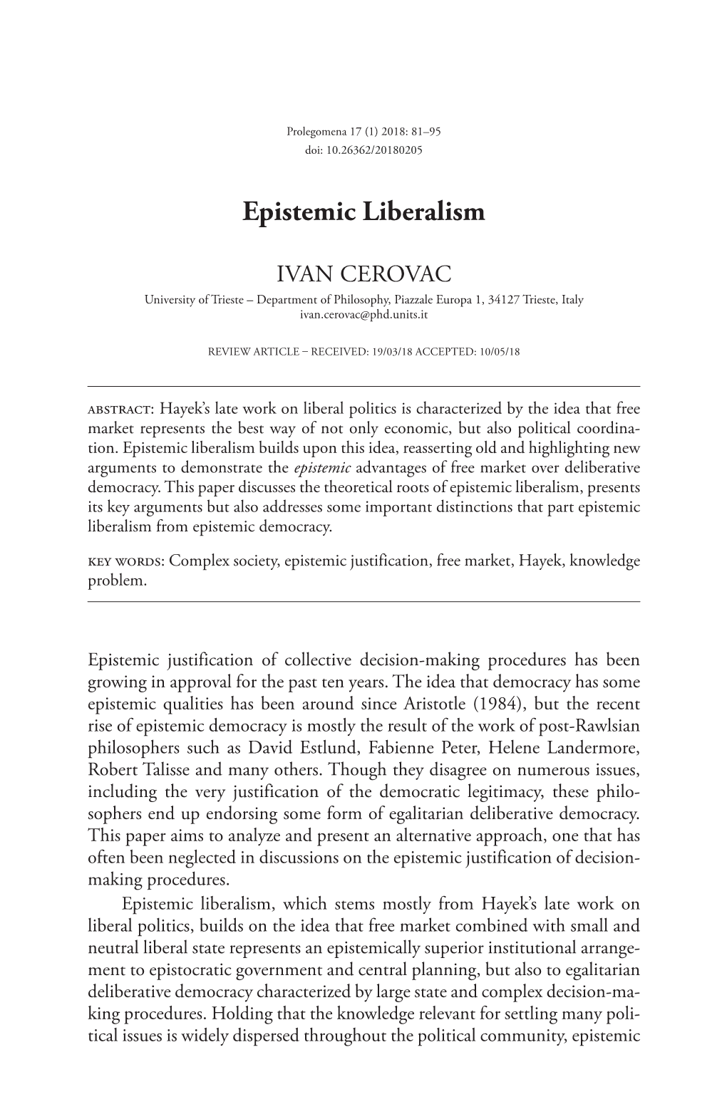 Epistemic Liberalism