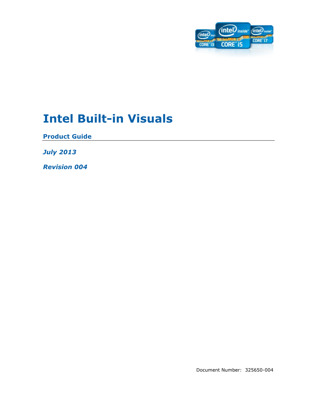 Intel® Built-In Visuals Product Guide