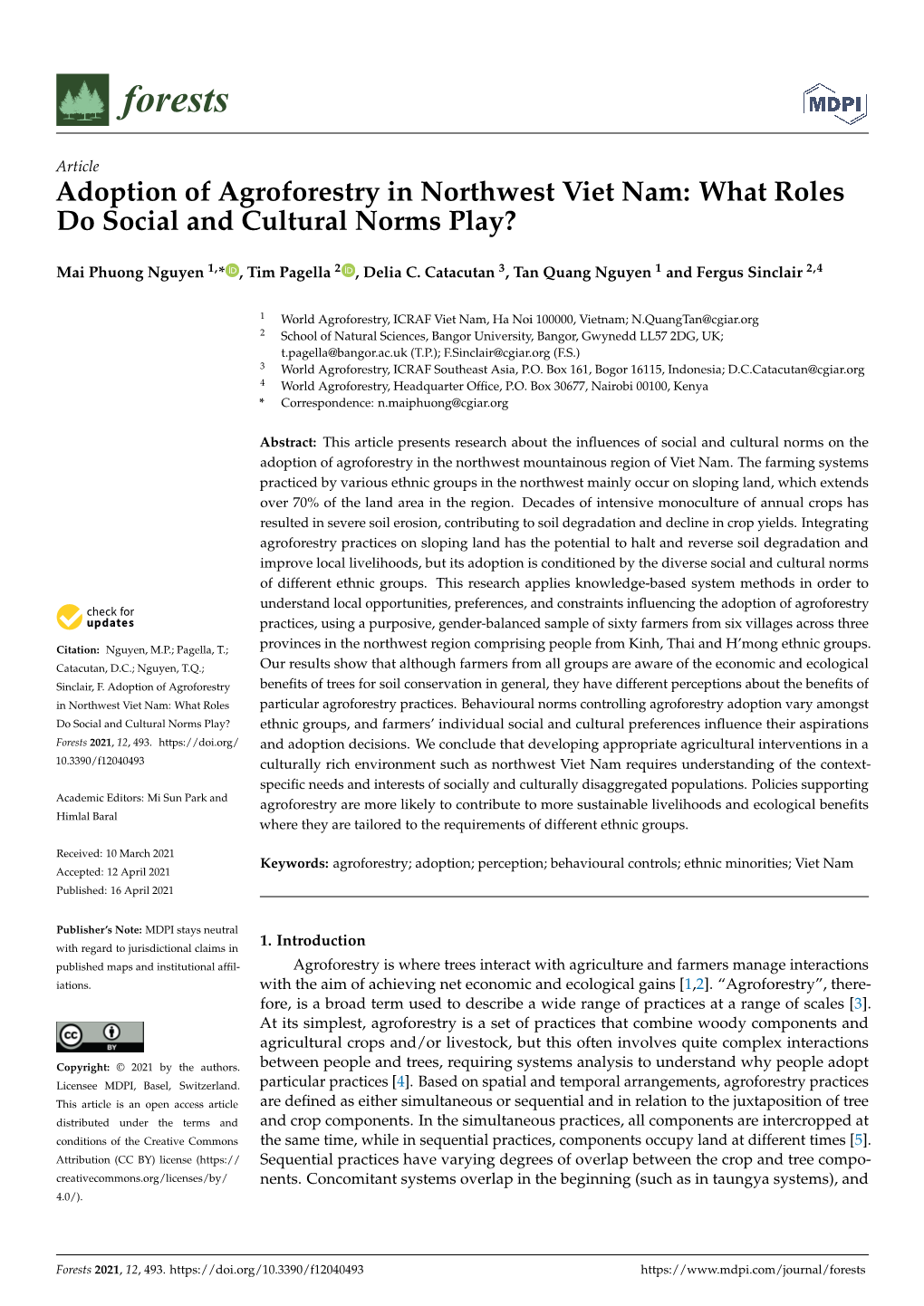 Adoption of Agroforestry in Northwest Viet Nam: What Roles Do Social and Cultural Norms Play?