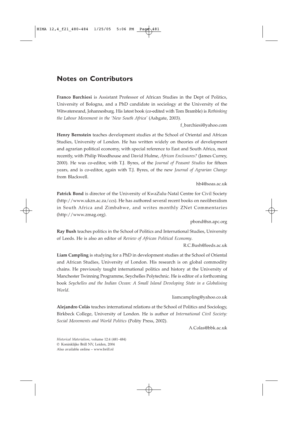 Notes on Contributors