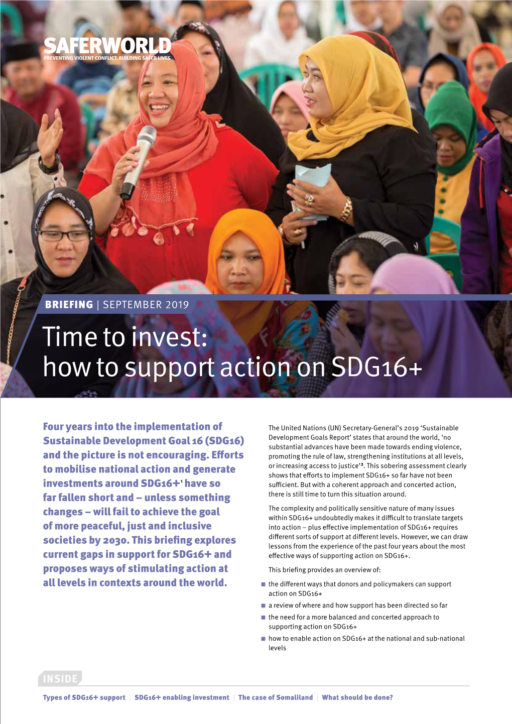 Time to Invest: How to Support Action on SDG16+