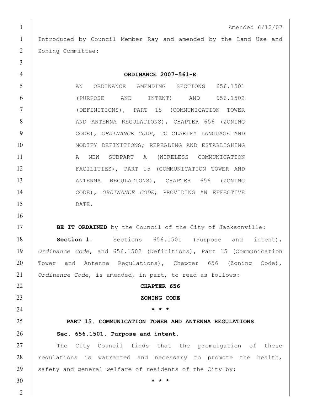 Introduced by Council Member Ray and Amended by the Land Use and Zoning Committee