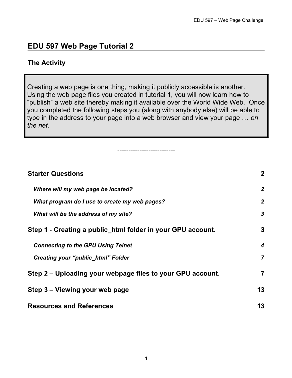 EDU 597 Web Page Tutorial 2