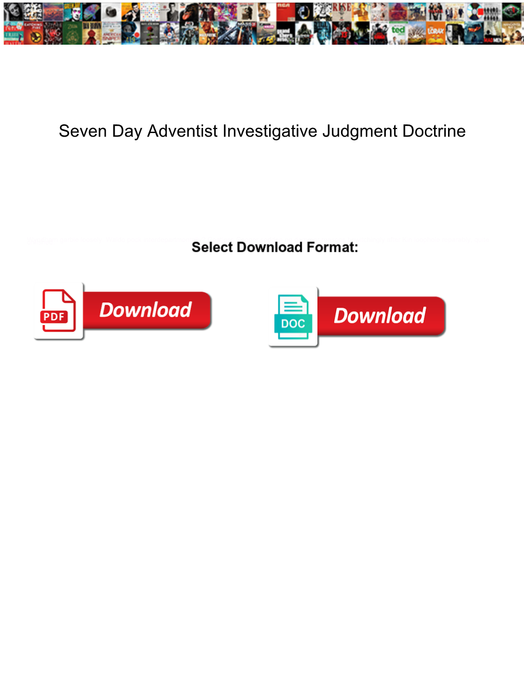 Seven Day Adventist Investigative Judgment Doctrine