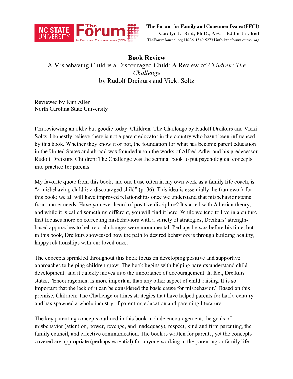 A Review of Children: the Challenge by Rudolf Dreikurs and Vicki Soltz