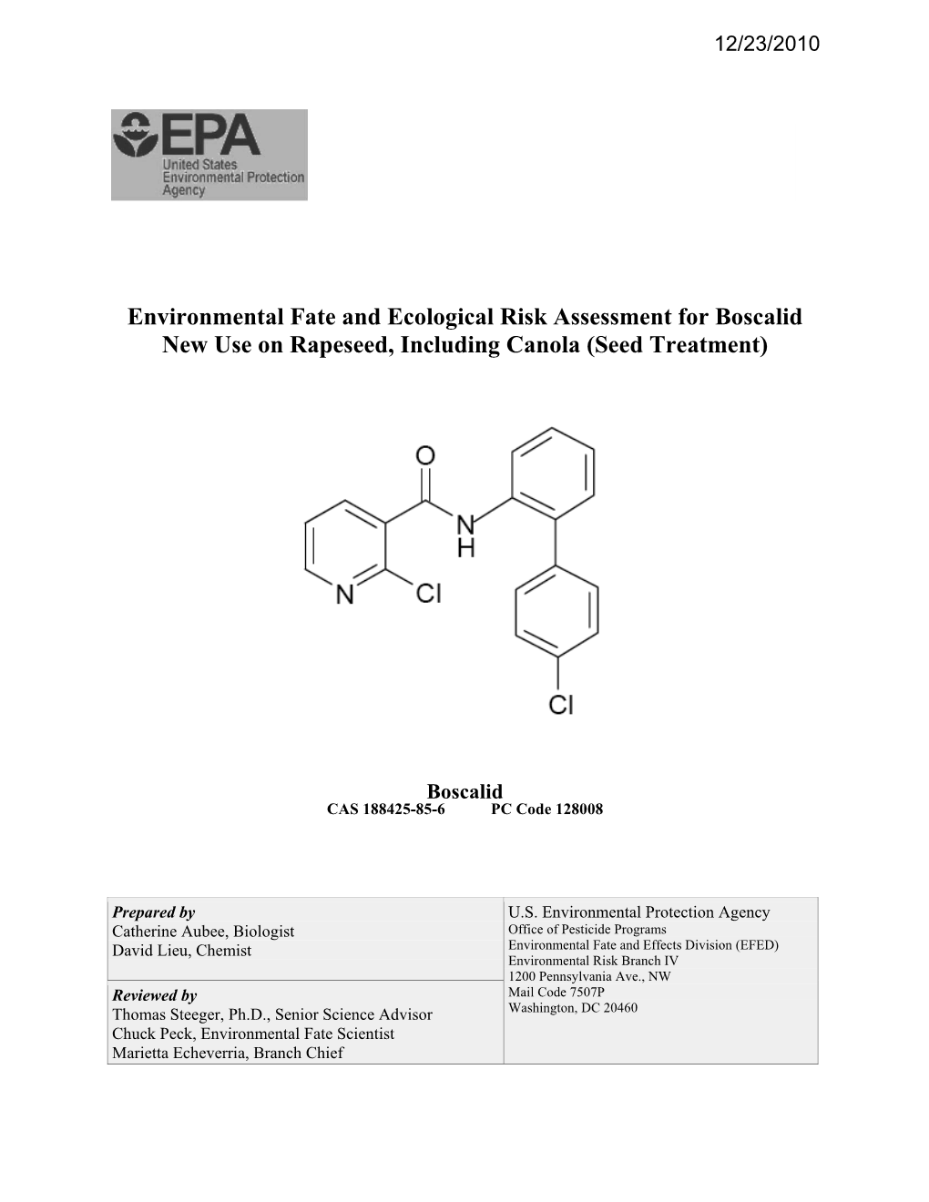 US EPA-Pesticides; Boscalid