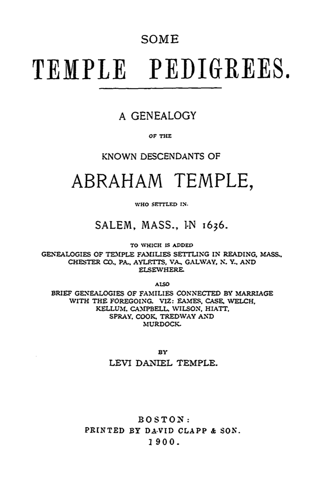 Temple Pedigrees