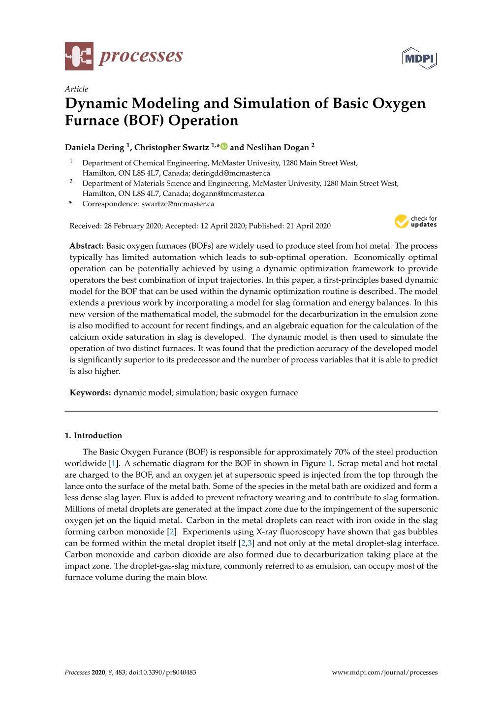 Dynamic Modeling and Simulation of Basic Oxygen Furnace (BOF) Operation