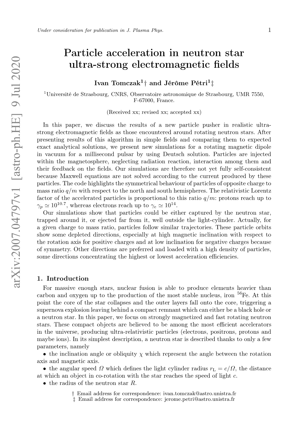 Particle Acceleration in Neutron Star Ultra-Strong Electromagnetic Fields