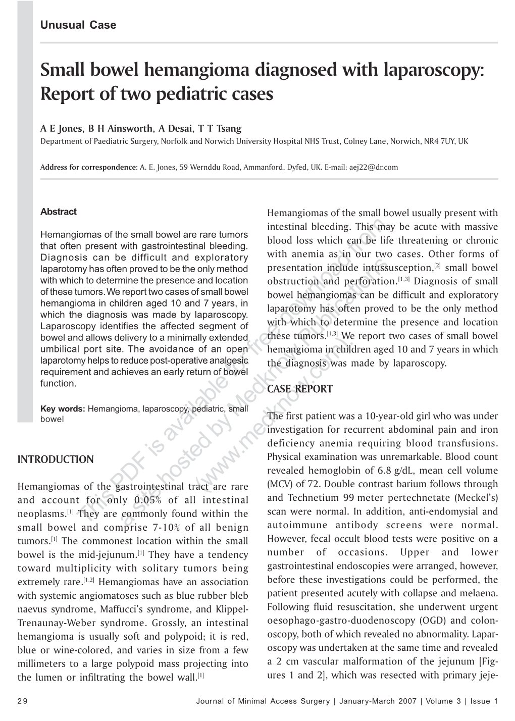 Unusual Case-Small Bowel Hemangioma Diagnosed With