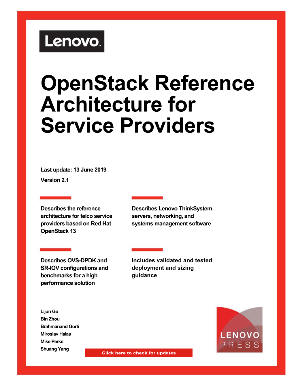 Openstack Reference Architecture for Service Providers