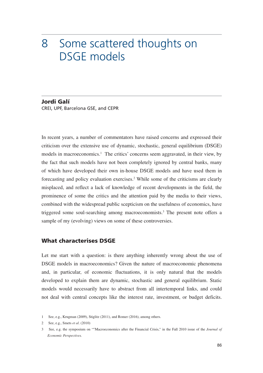 8 Some Scattered Thoughts on DSGE Models
