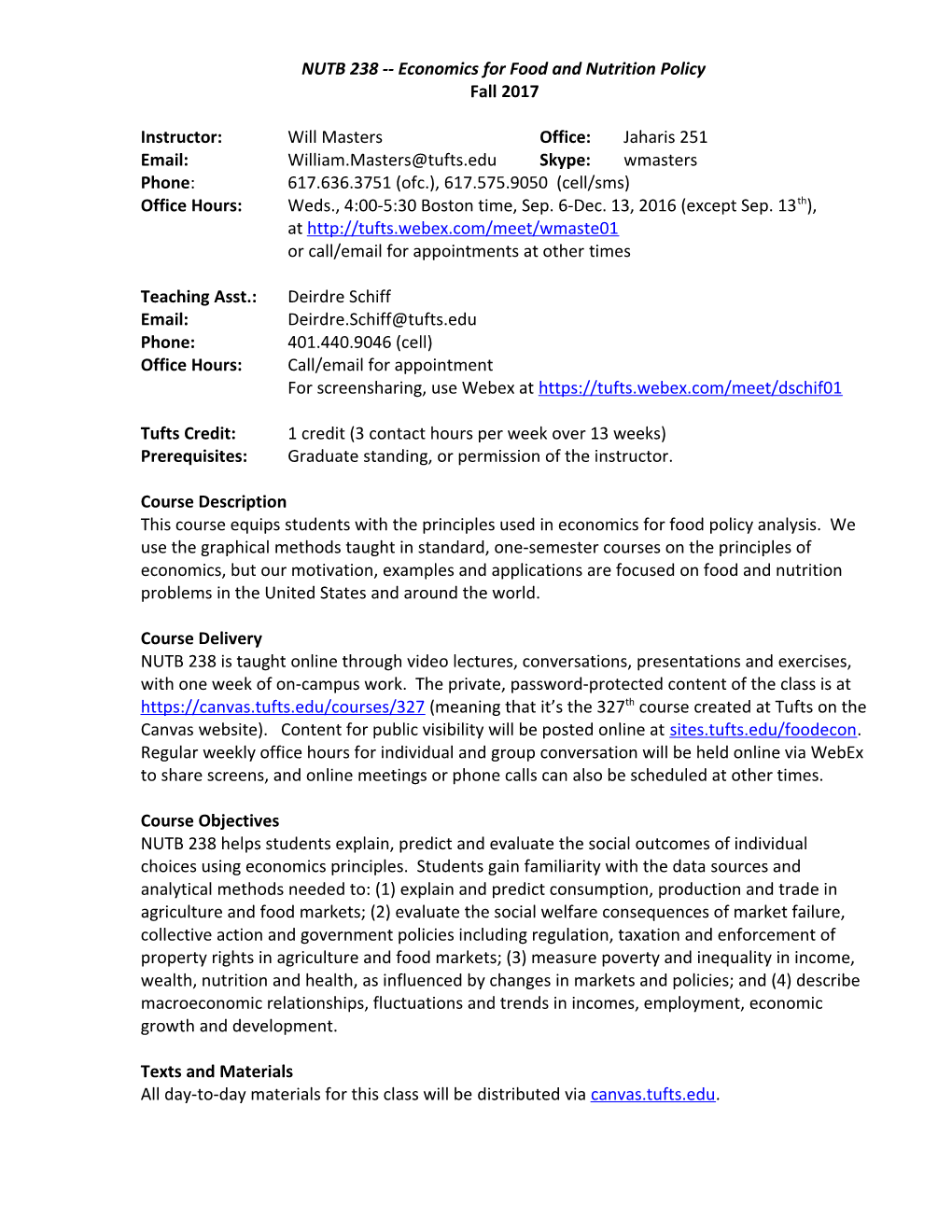 NUTB 238 Economics for Food and Nutrition Policy