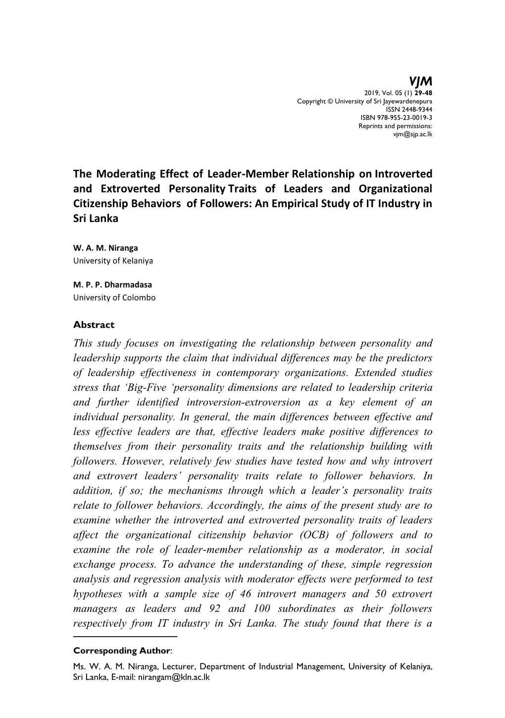 The Moderating Effect of Leader-Member Relationship On