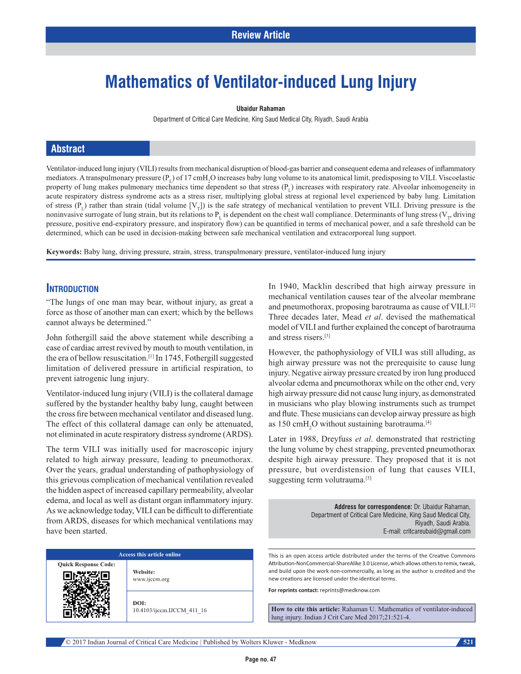 Mathematics of Ventilator‑Induced Lung Injury