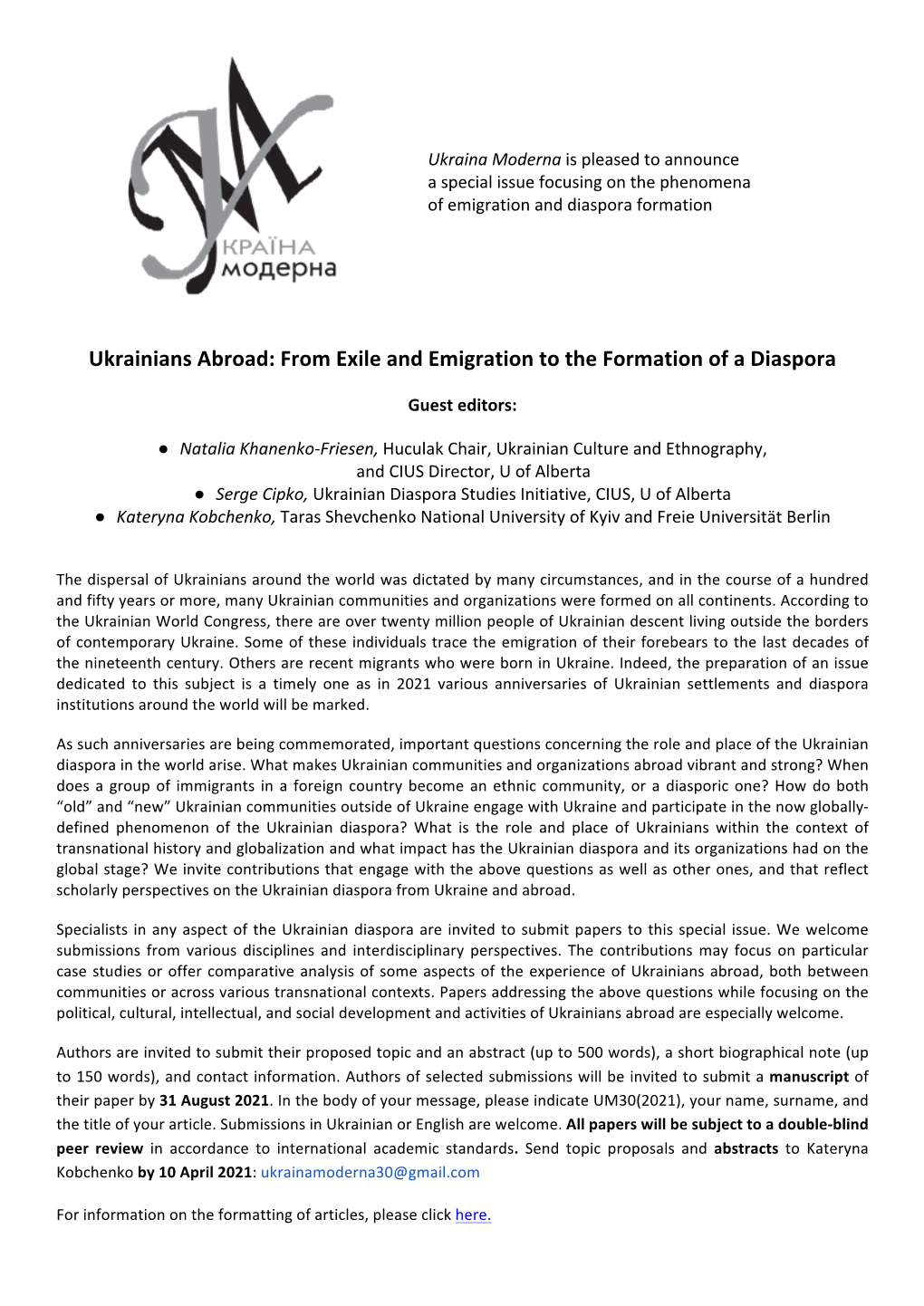 Ukrainians Abroad: from Exile and Emigration to the Formation of a Diaspora