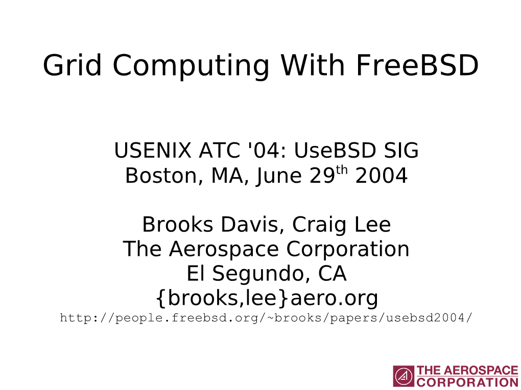 Grid Computing with Freebsd