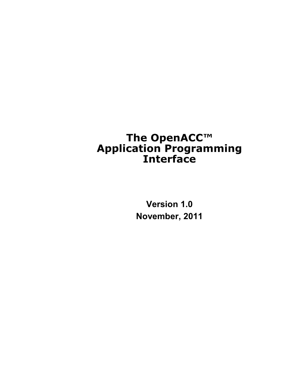 Openacc Application Programming Interface