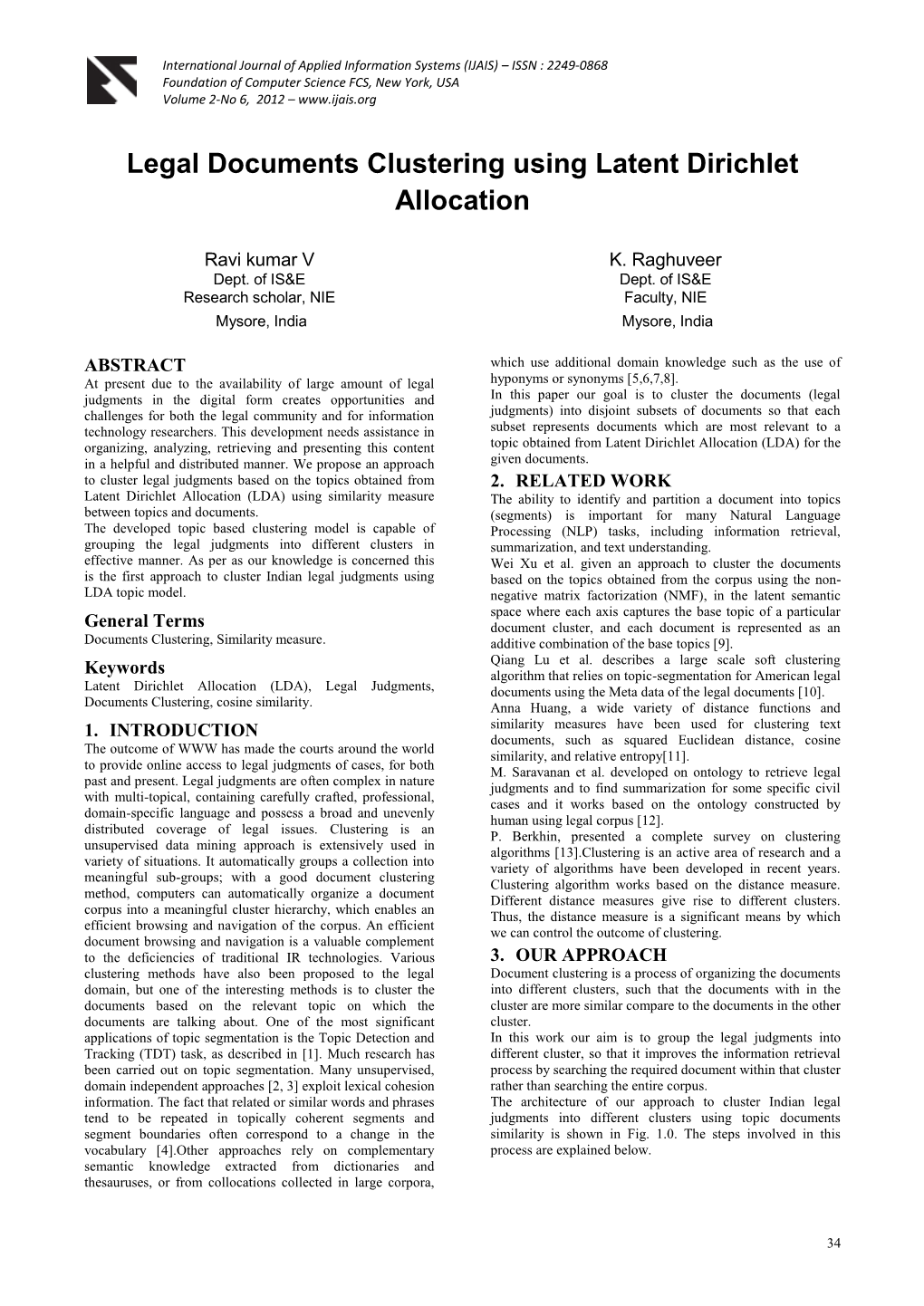 Legal Documents Clustering Using Latent Dirichlet Allocation