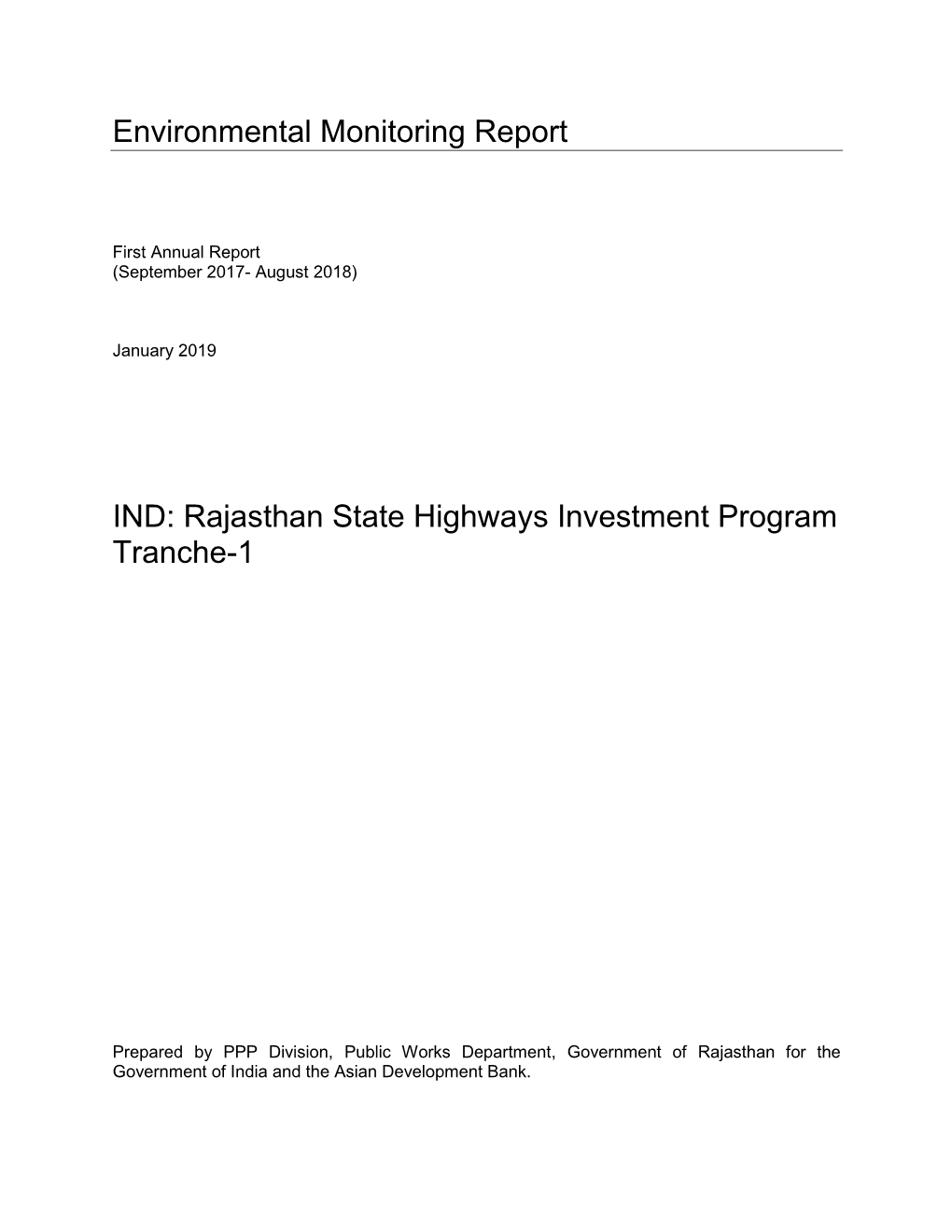 Rajasthan State Highways Investment Program Tranche-1