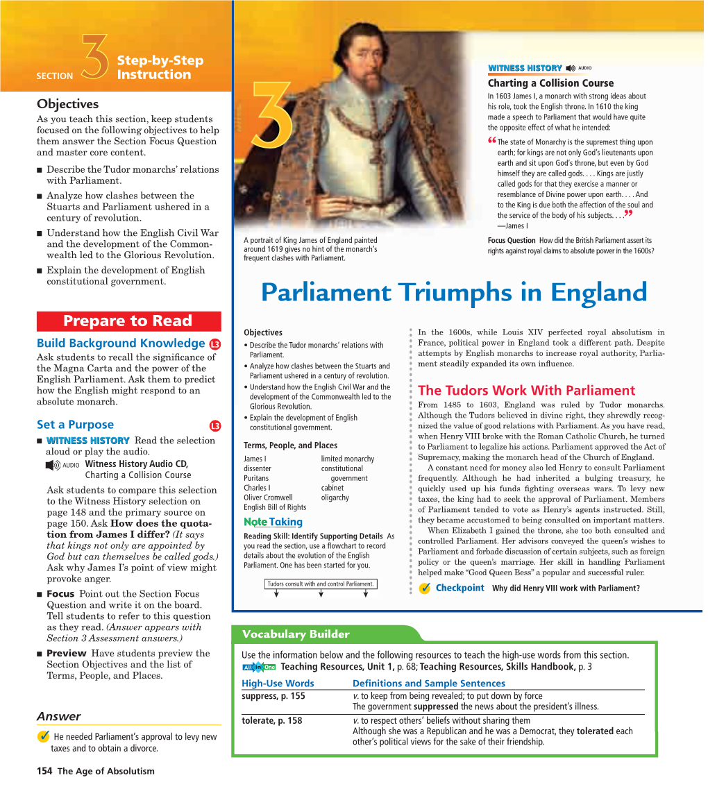 Parliament Triumphs in England