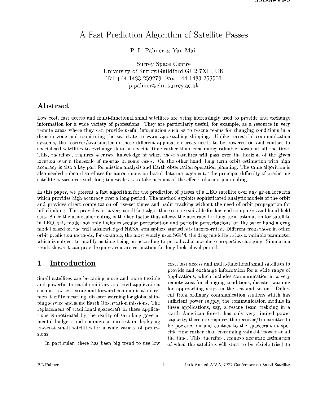 A Fast Prediction Algorithm of Satellite Passes