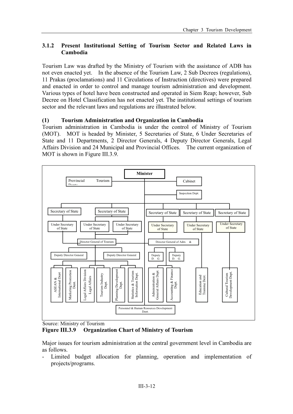 Cabinet 3.1.2 Present Institutional Setting of Tourism Sector And