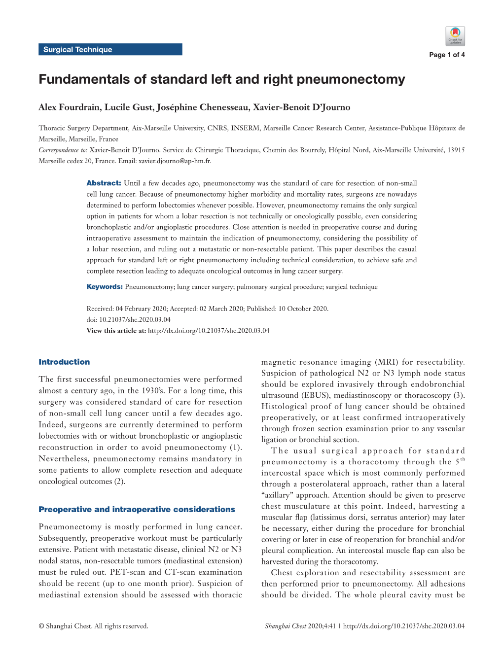 Fundamentals of Standard Left and Right Pneumonectomy