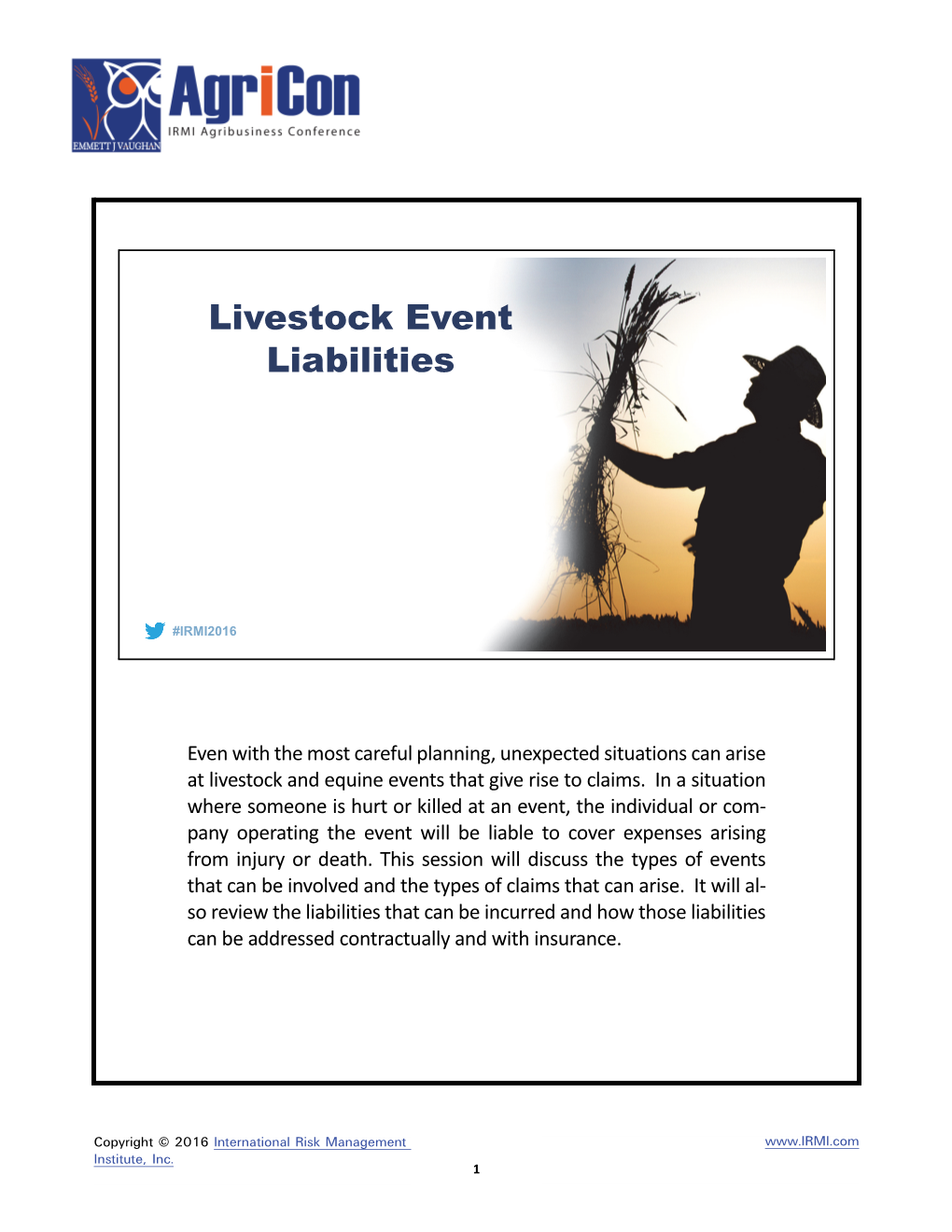 Livestock Event Liabilities