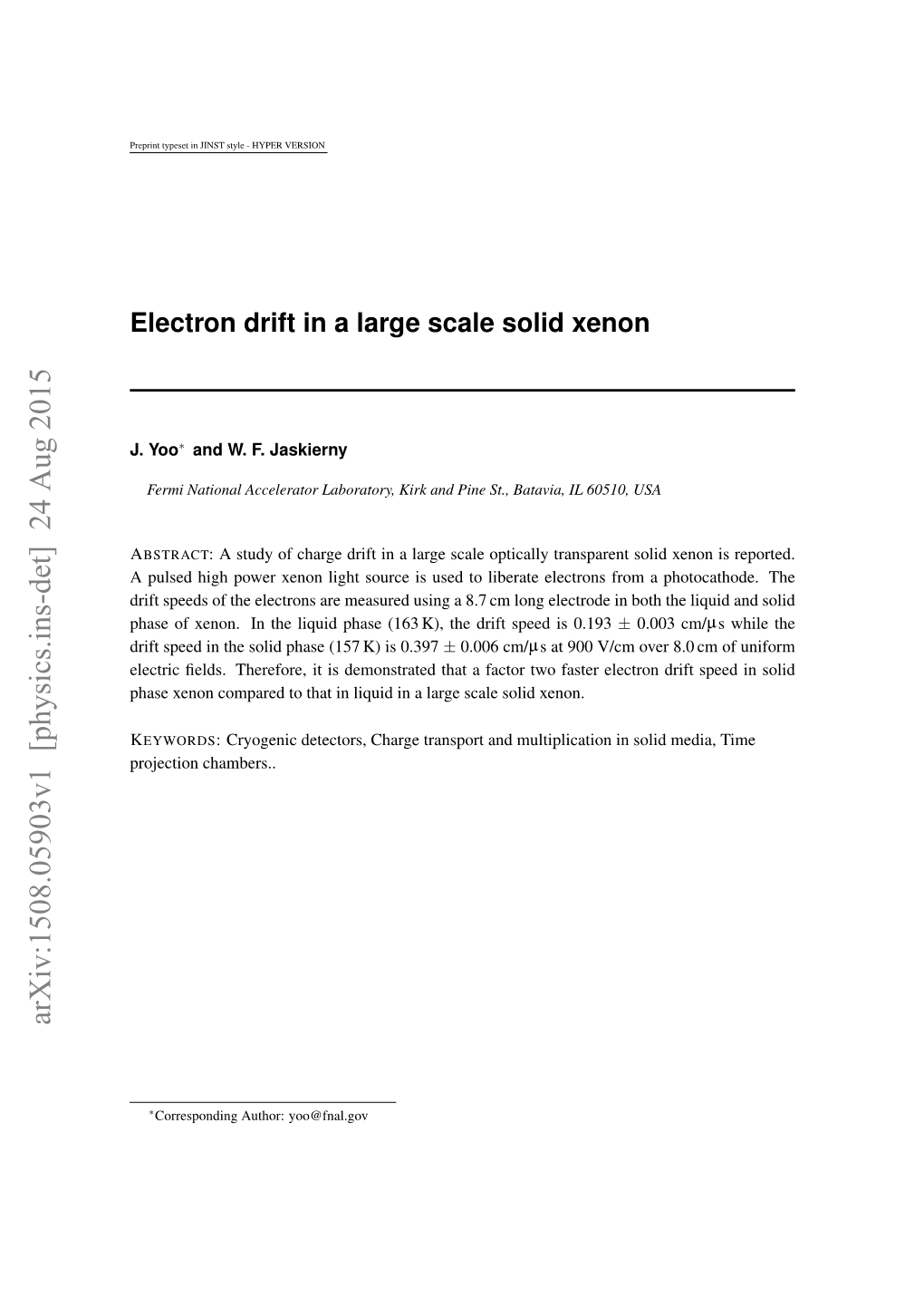 Electron Drift in a Large Scale Solid Xenon