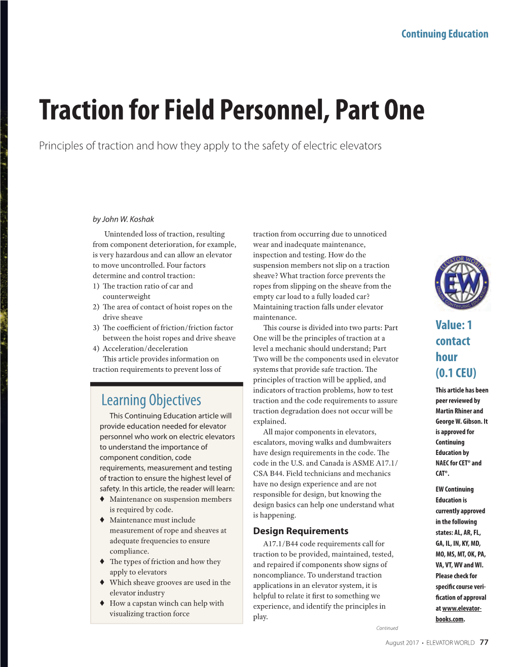 Traction for Field Personnel, Part One