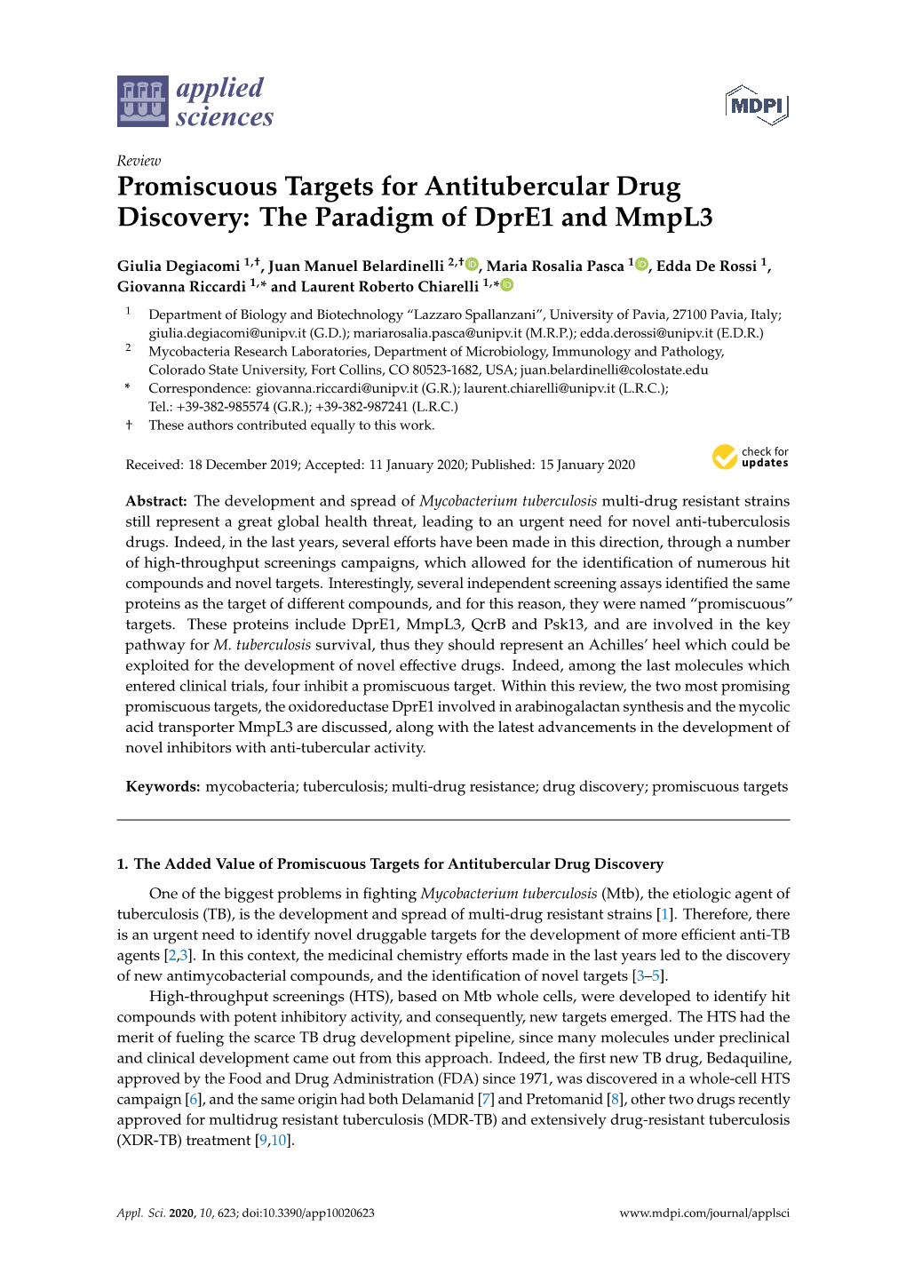 Promiscuous Targets for Antitubercular Drug Discovery: the Paradigm of Dpre1 and Mmpl3