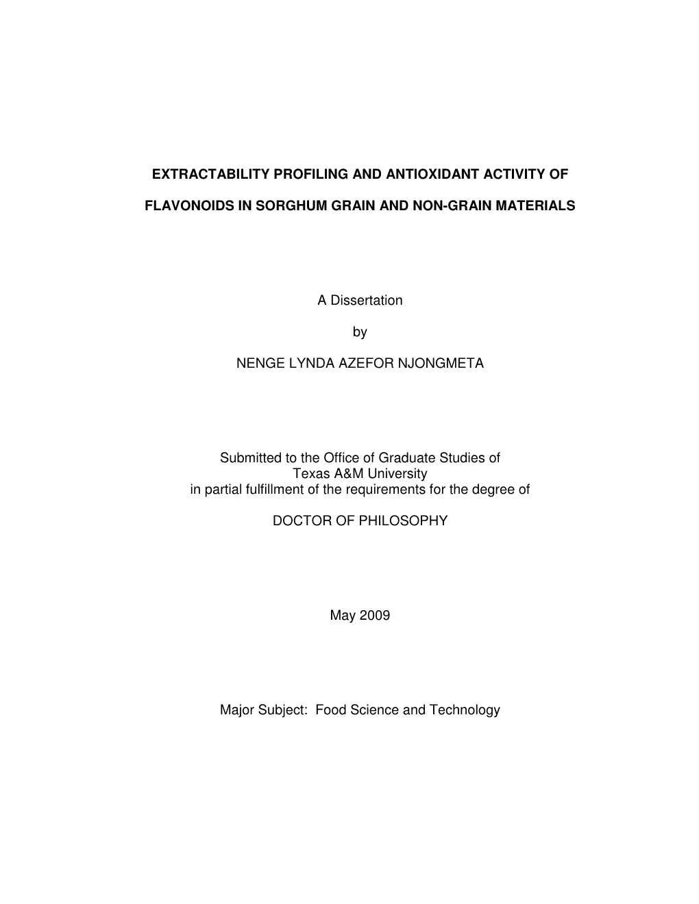 Extractability Profiling and Antioxidant Activity Of