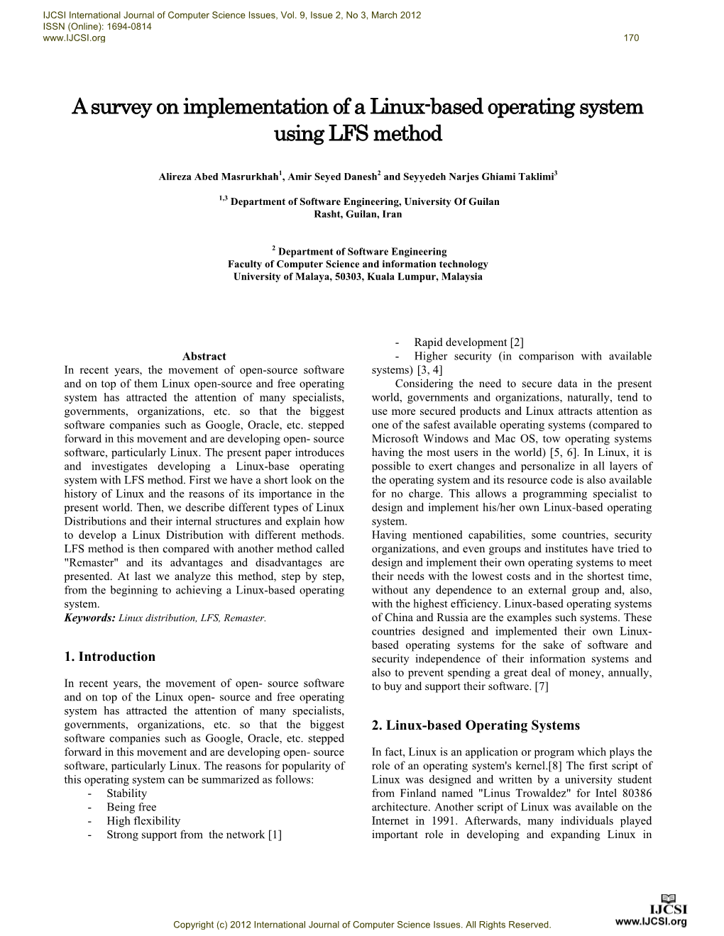 A Survey on Implementation of a Linux-Based Operating System Using LFS Method