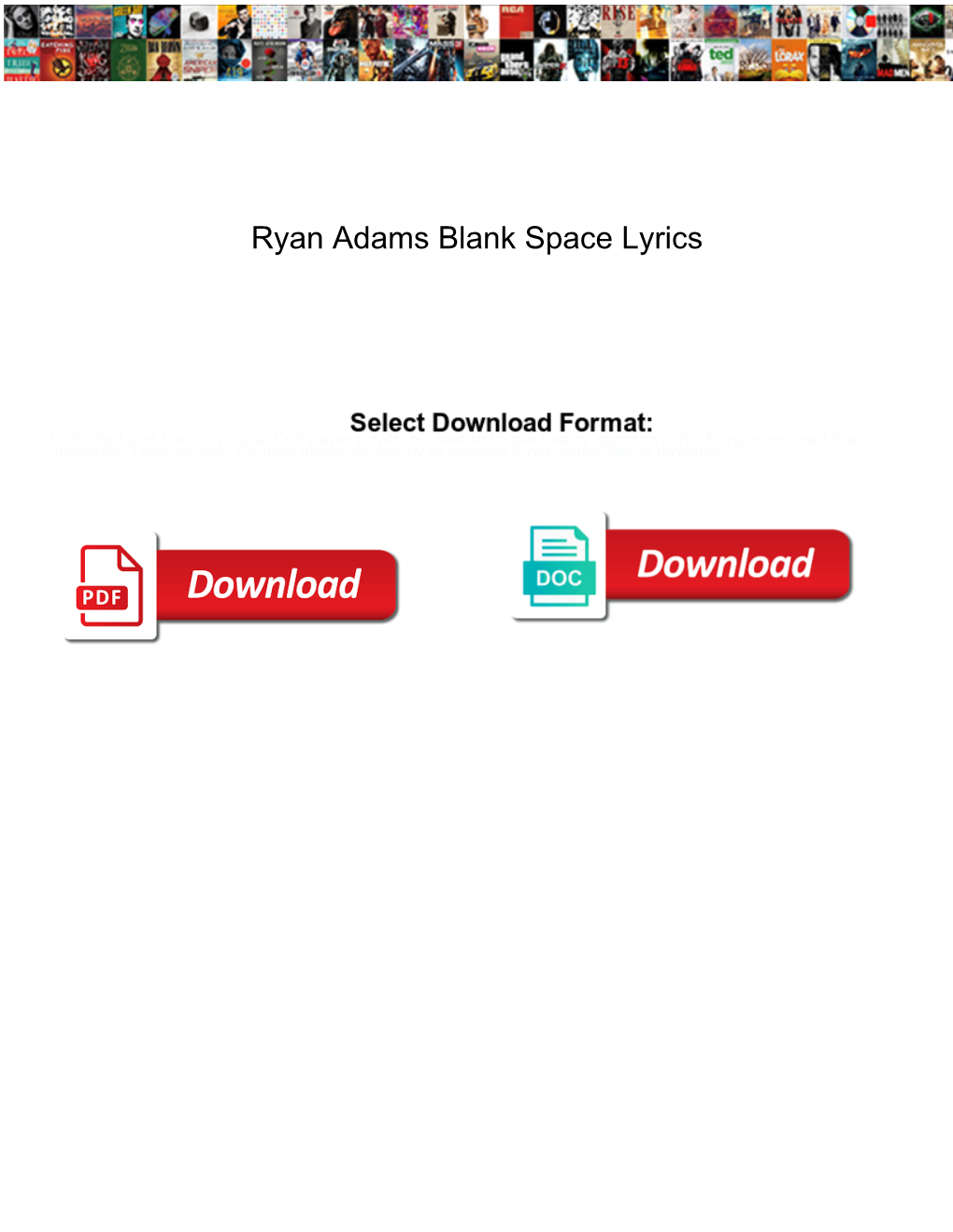 Ryan Adams Blank Space Lyrics
