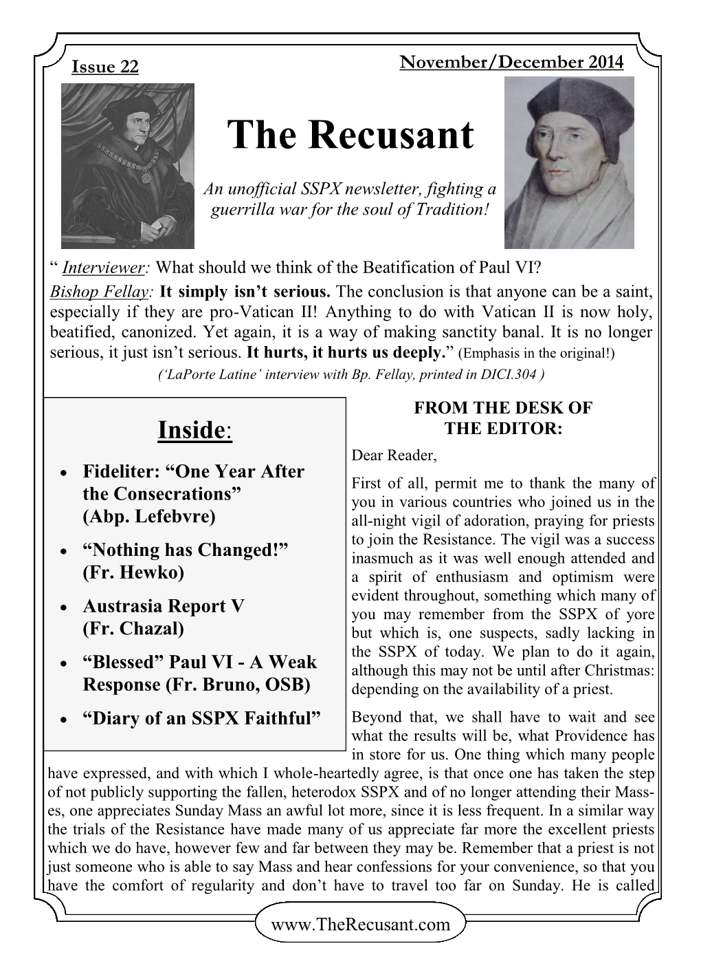 Issue 22 November/December 2014 the Recusant