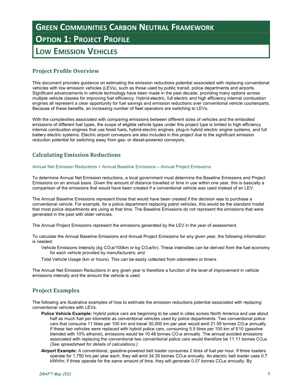 Green Communities Carbon Neutral Framework