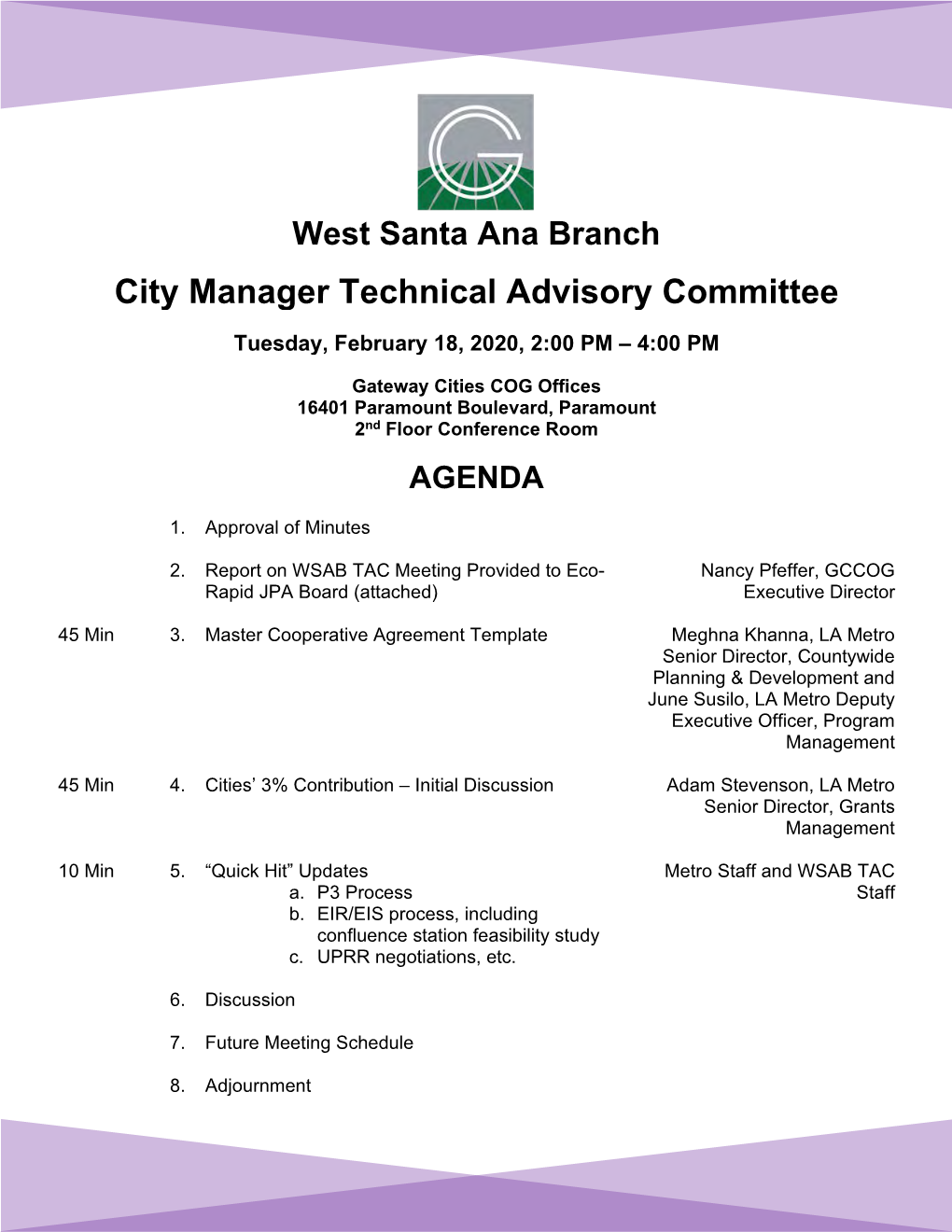 City Manager Technical Advisory Committee