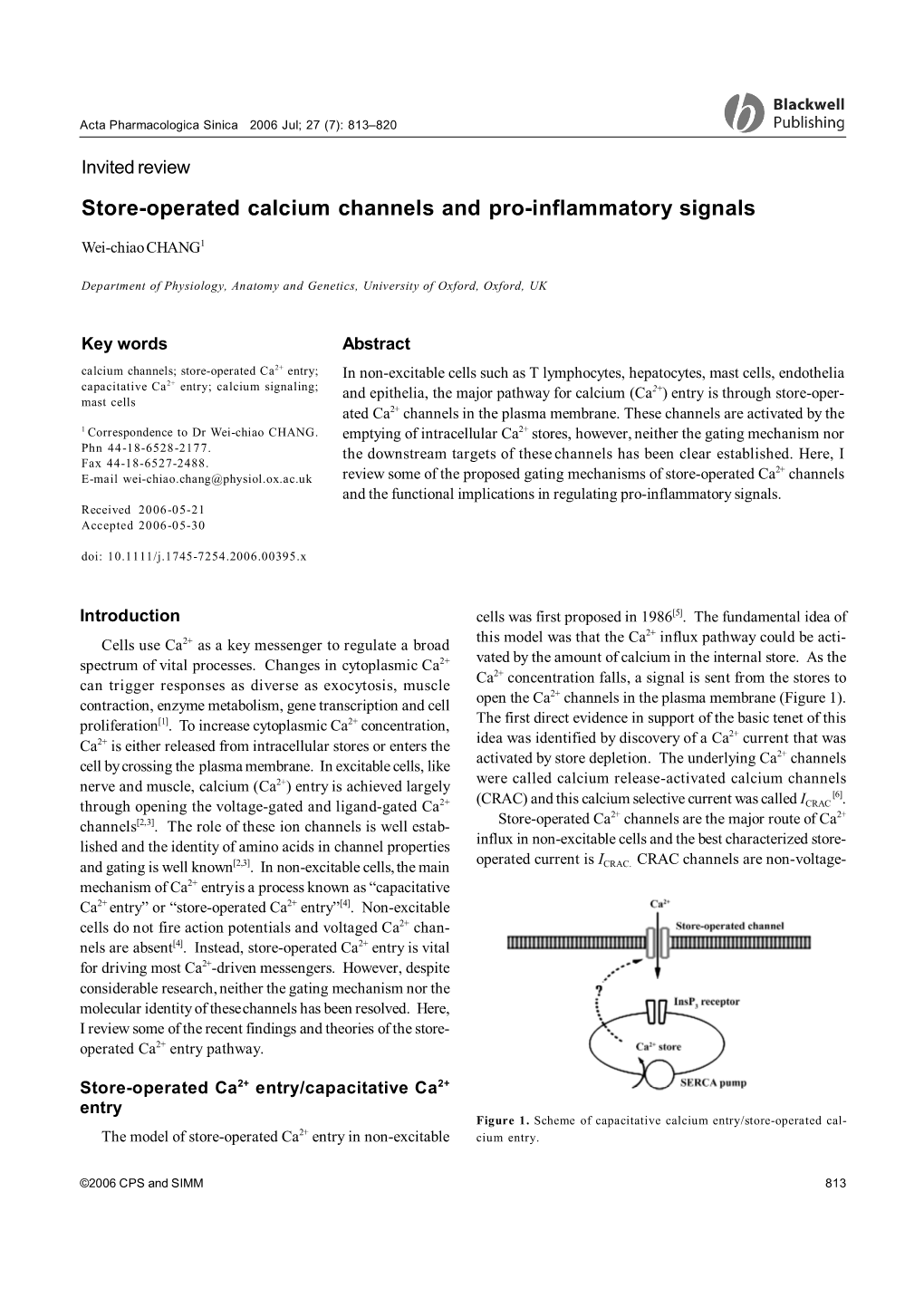 Store-Operated Calcium Channels and Pro-Inflammatory Signals