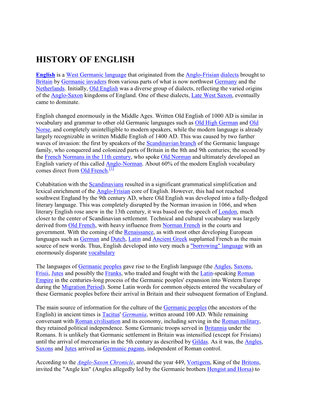 History of English