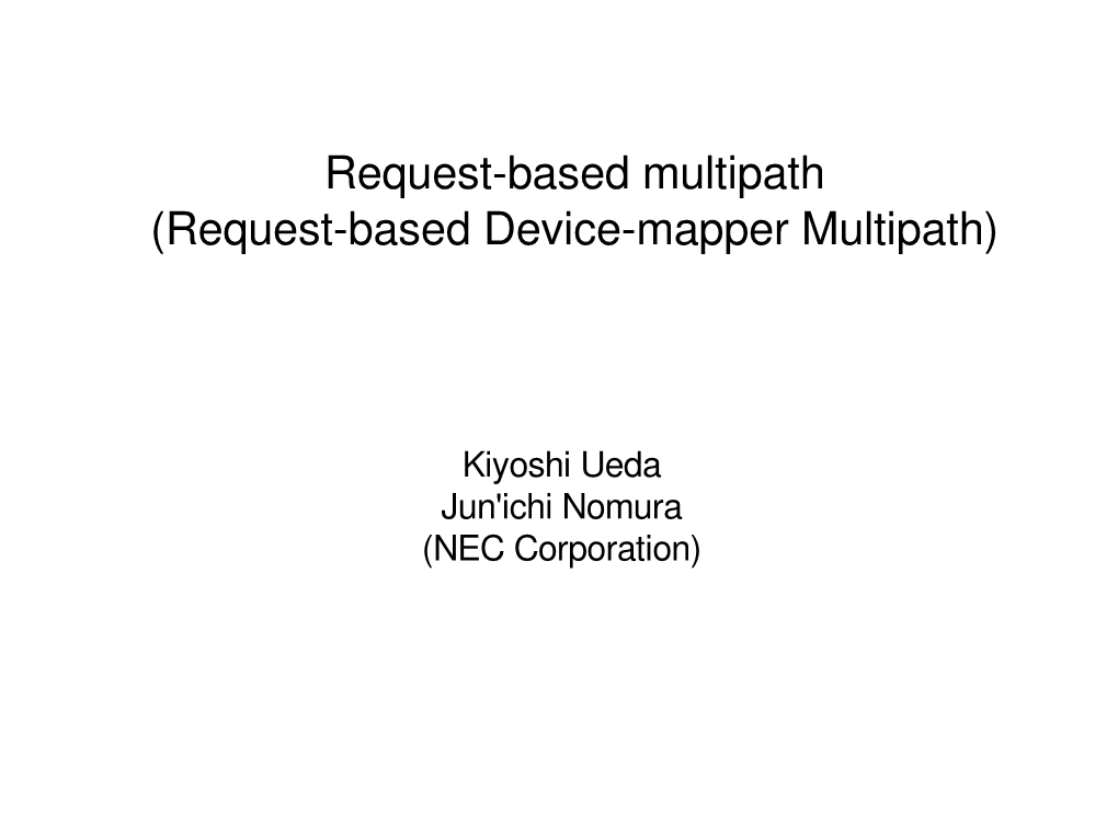 Requestbased Devicemapper Multipath