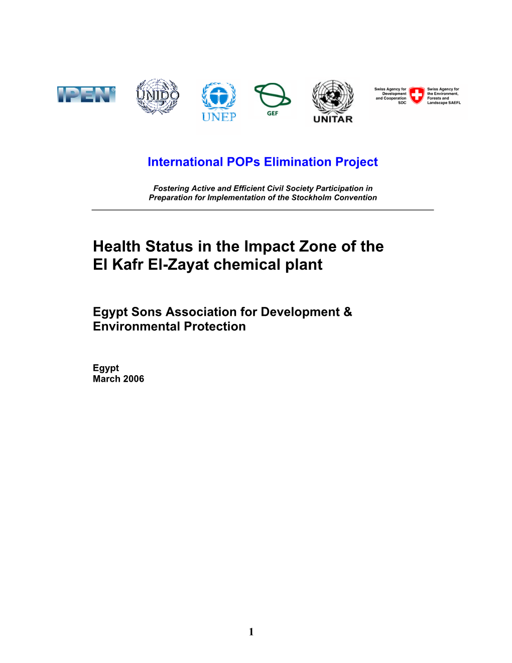 Health Status in the Impact Zone of the El Kafr El-Zayat Chemical Plant