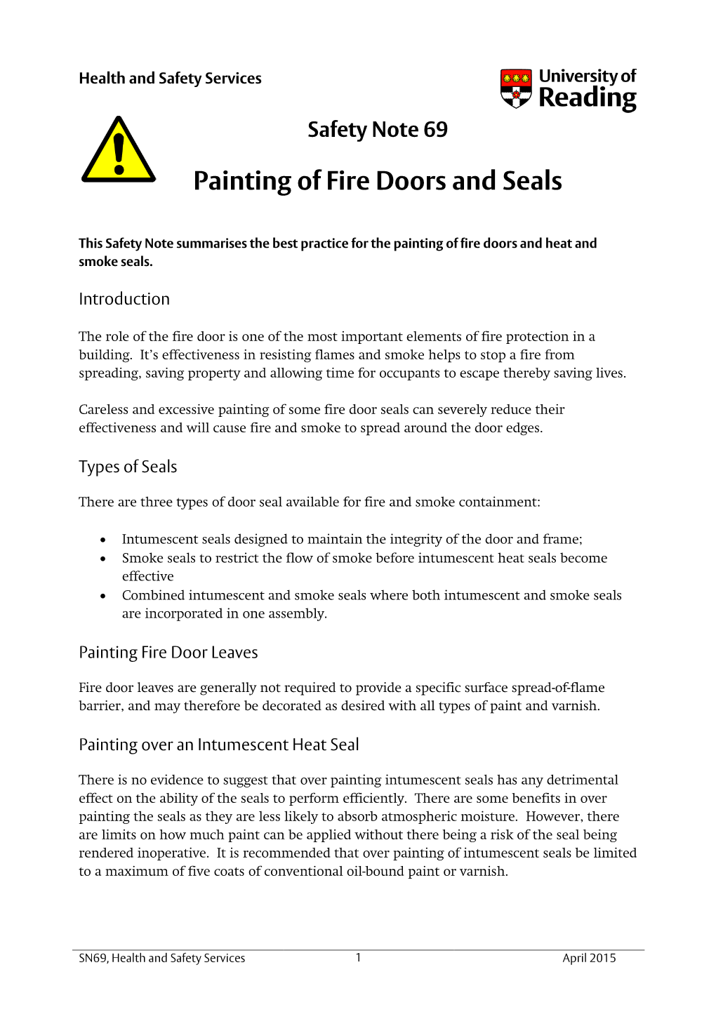 Painting of Fire Doors and Seals