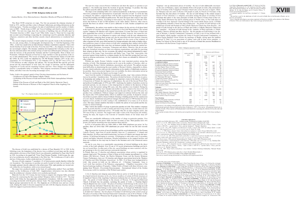 XVIII Sheet XVIII: Religious Faiths in Łódź Interviews Conducted with Representatives of Particular Churches in Łódź