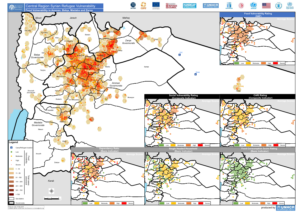 Central Region Syrian Refugee Vulnerability Food Vulnerability in Amman, Balqa, Madaba and Zarqa Food Vulnerability Rating (VAF) Ajloun Jarash Mafraq Average Scores