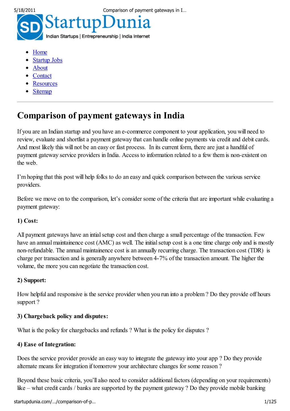 Comparison of Payment Gateways in India | Startupdunia