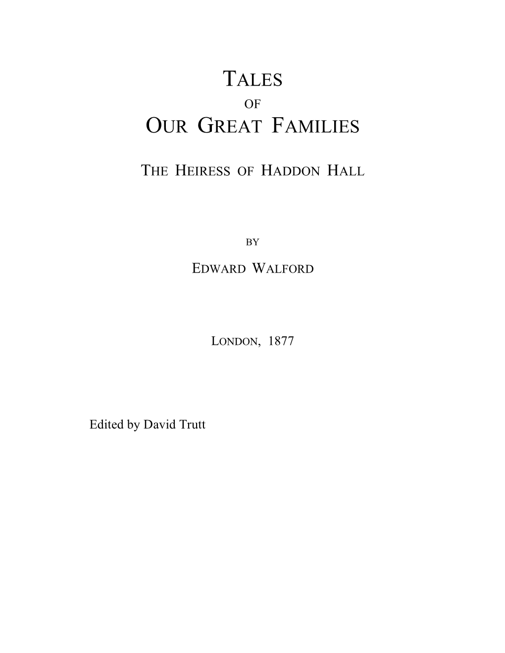 Tales Our Great Families