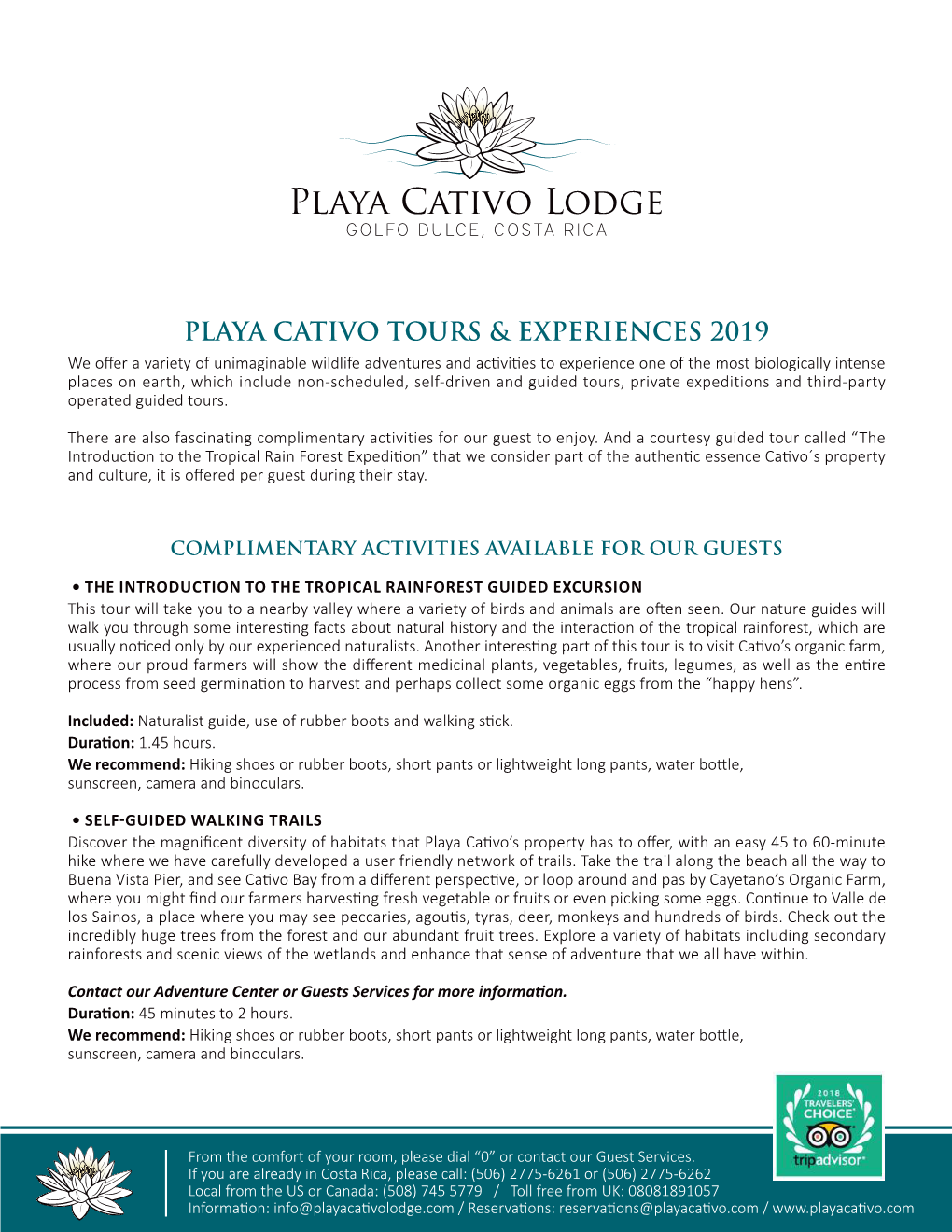 Playa Cativo Tours & Experiences 2019